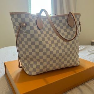 - Louis Vuitton Neverfull MM Damier Azur/Rose Ballerine